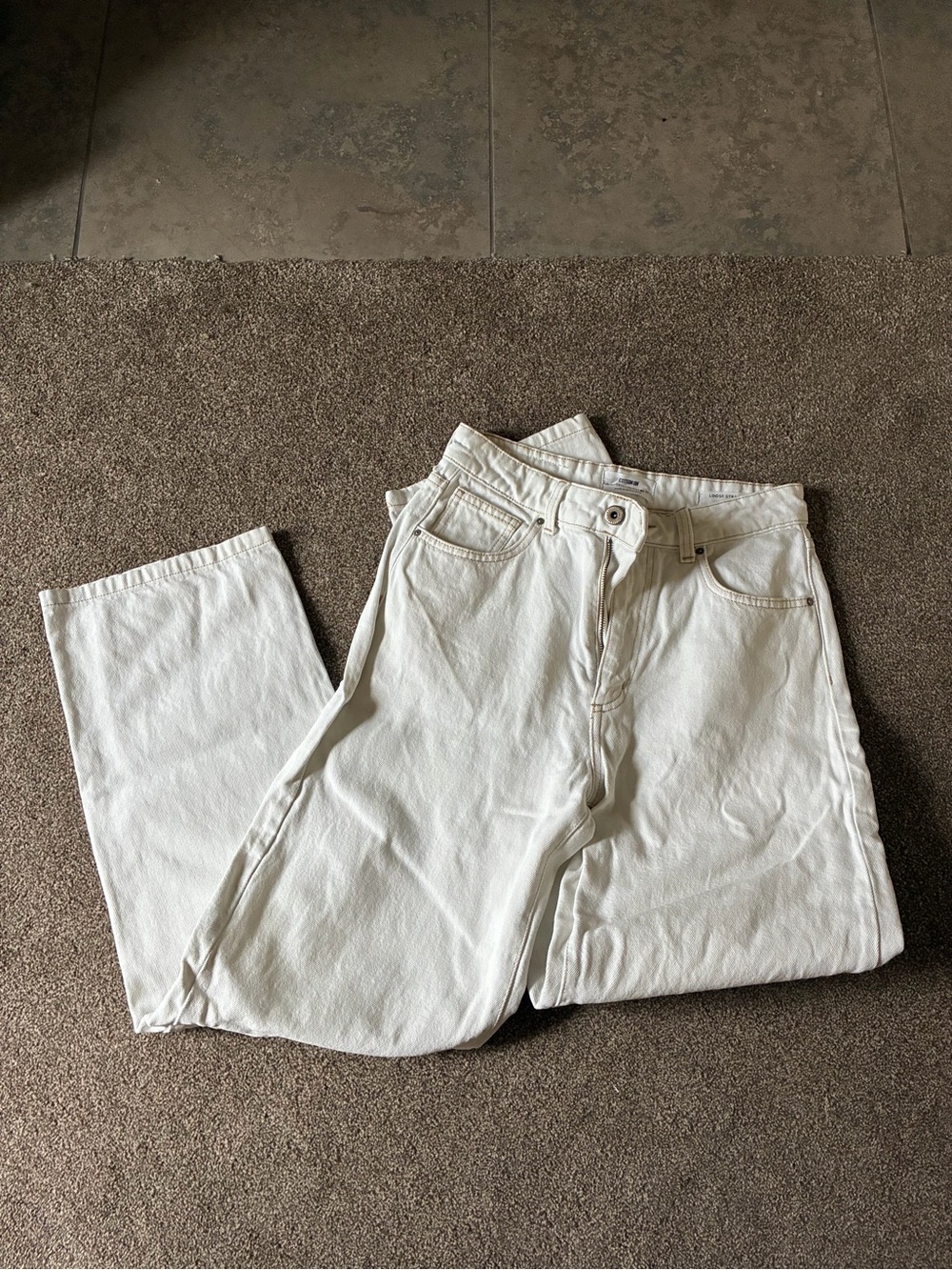 Cotton On Women's Off-White Straight-Leg Jeans